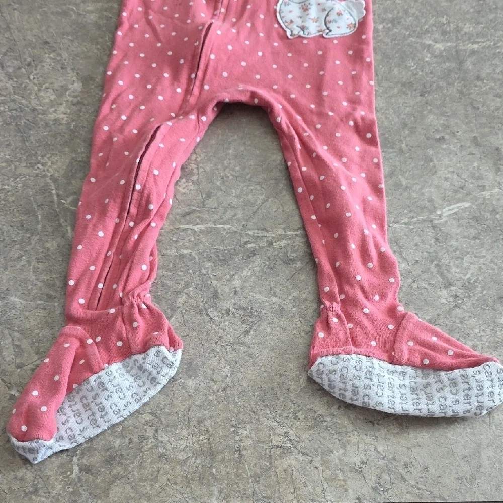 (J59) Carter's Pink Polka Dot Bunny Sleeper Sz 18m
